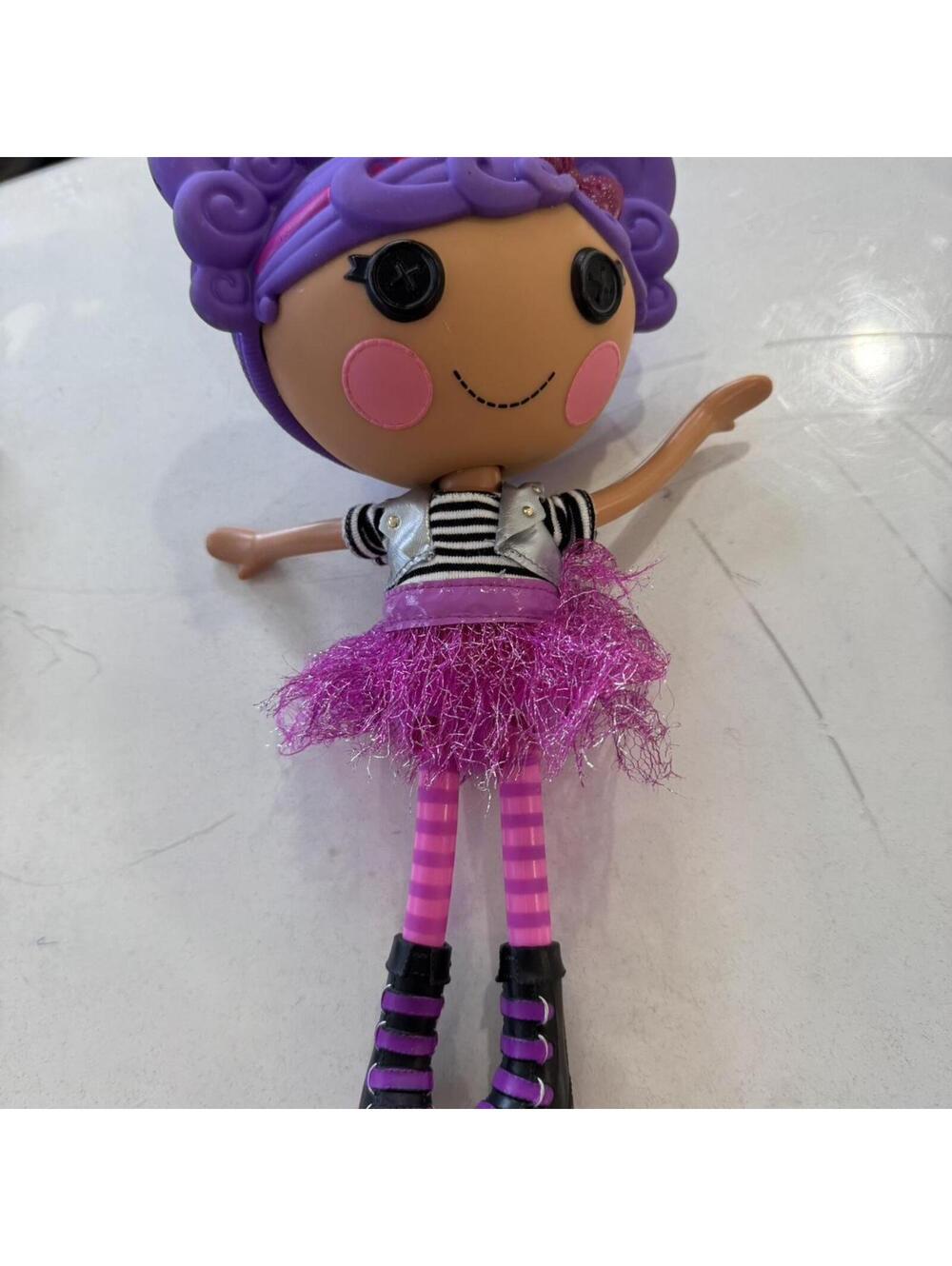 Lalaloopsy full size doll with purple hair and rocker outfit storm e skye 13”